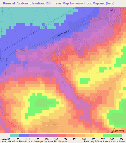Karm el Aasfour,Lebanon Elevation Map