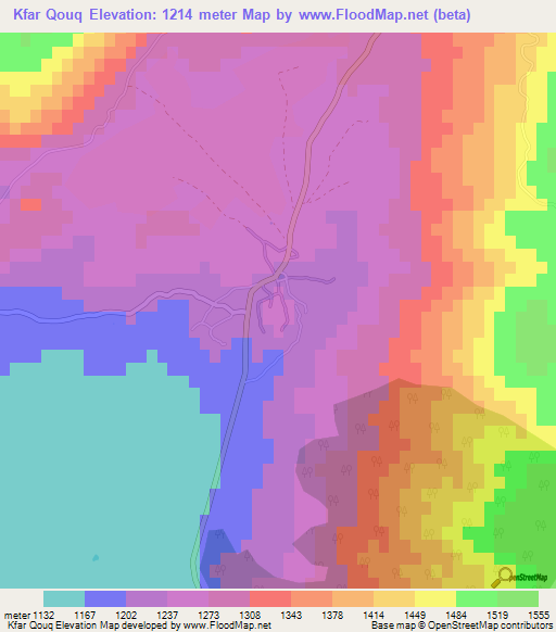 Kfar Qouq,Lebanon Elevation Map