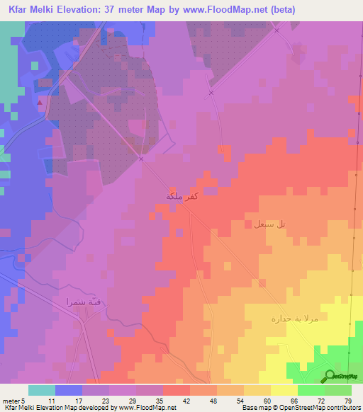 Kfar Melki,Lebanon Elevation Map
