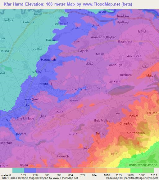 Kfar Harra,Lebanon Elevation Map