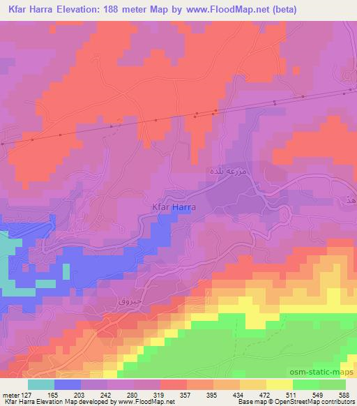 Kfar Harra,Lebanon Elevation Map