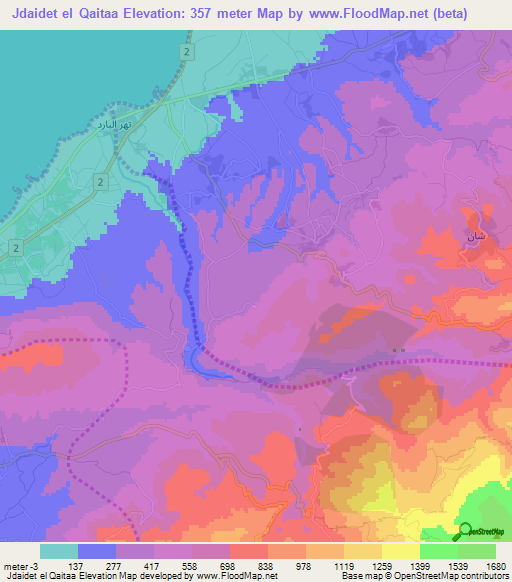 Jdaidet el Qaitaa,Lebanon Elevation Map