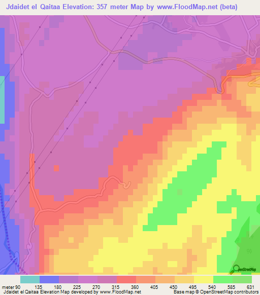 Jdaidet el Qaitaa,Lebanon Elevation Map