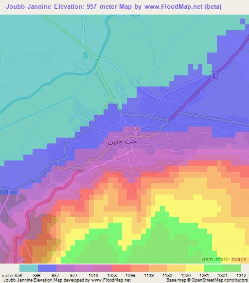 Joubb Jannine,Lebanon Elevation Map