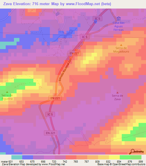 Zava,Portugal Elevation Map
