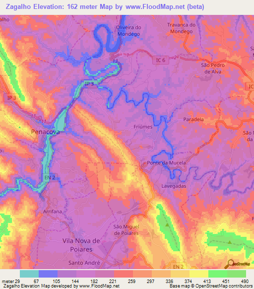 Zagalho,Portugal Elevation Map