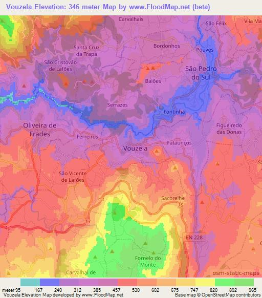 Vouzela,Portugal Elevation Map