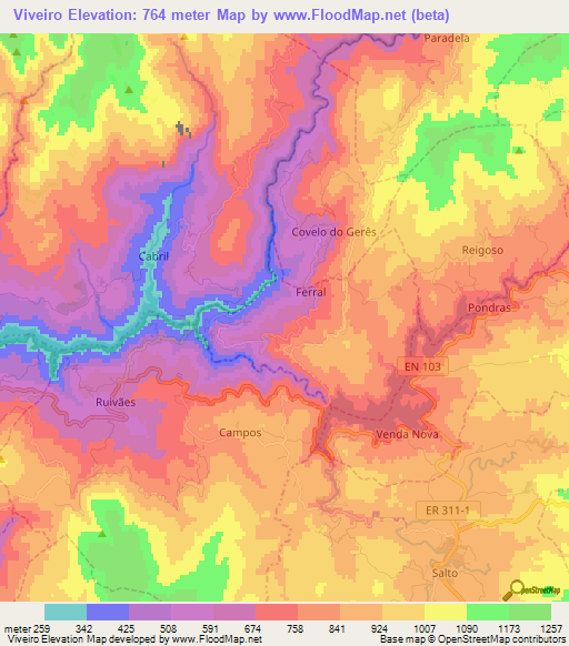 Viveiro,Portugal Elevation Map