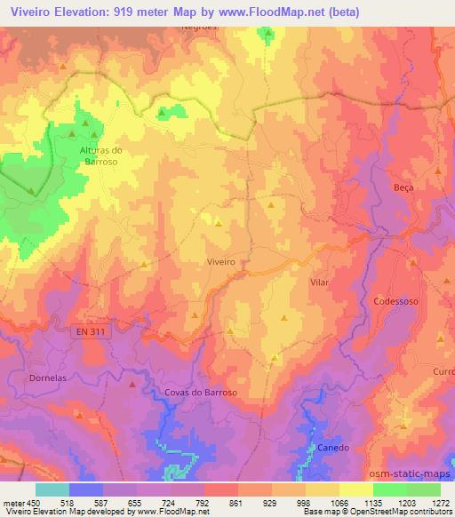 Viveiro,Portugal Elevation Map