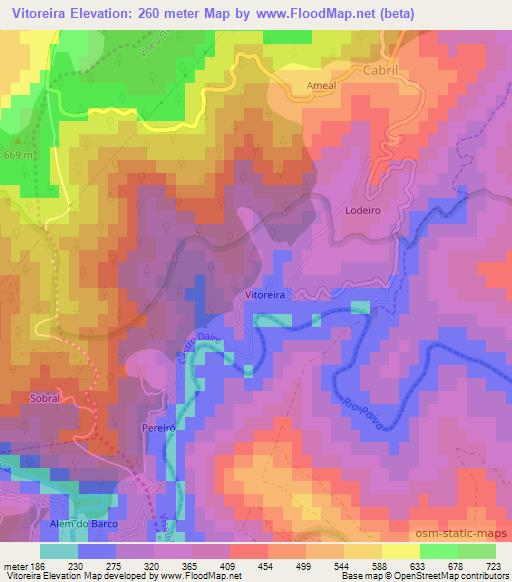 Vitoreira,Portugal Elevation Map