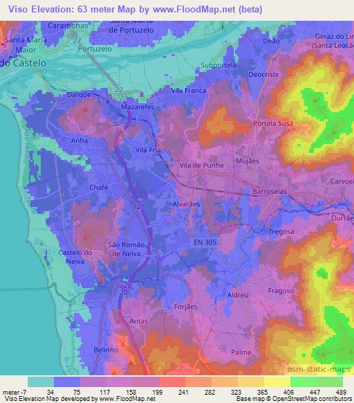 Viso,Portugal Elevation Map
