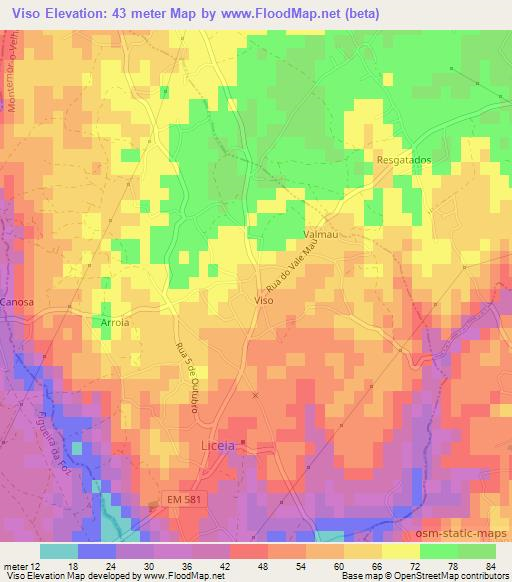 Viso,Portugal Elevation Map