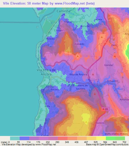 Vile,Portugal Elevation Map