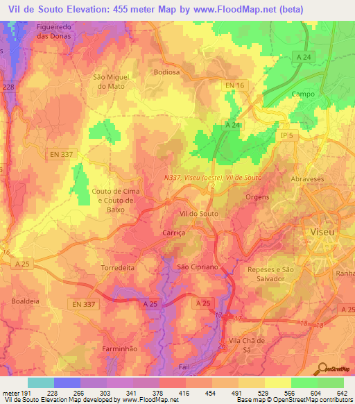 Vil de Souto,Portugal Elevation Map
