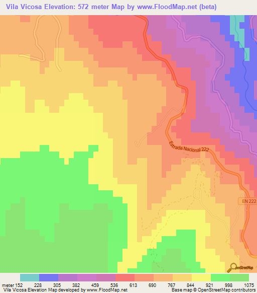 Vila Vicosa,Portugal Elevation Map