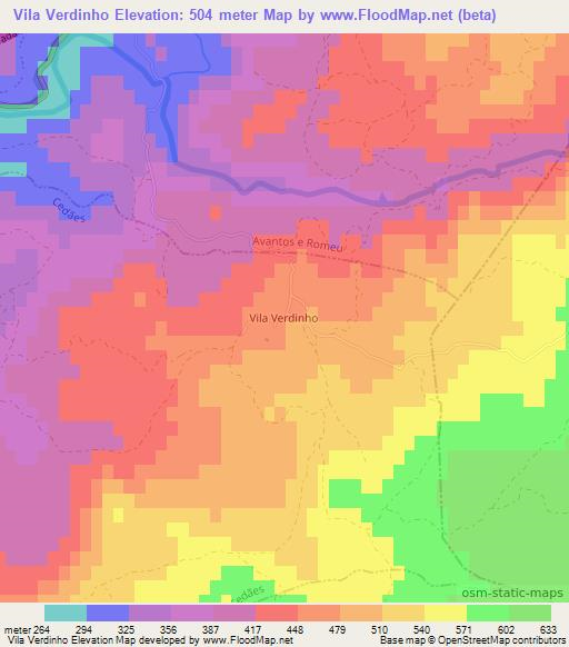 Vila Verdinho,Portugal Elevation Map