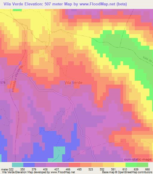 Vila Verde,Portugal Elevation Map