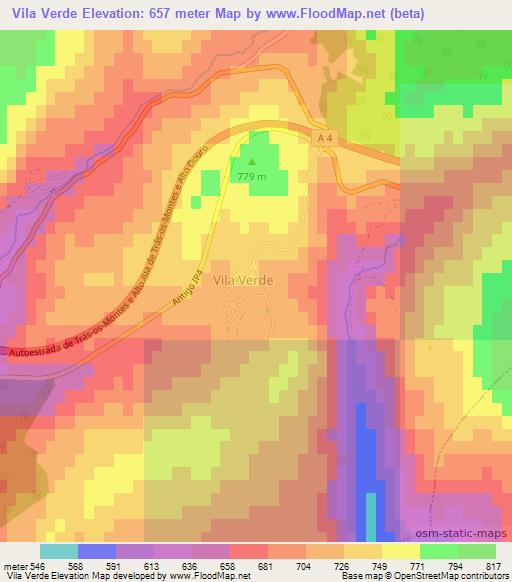 Vila Verde,Portugal Elevation Map