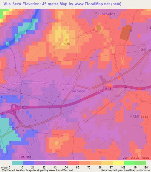 Vila Seca,Portugal Elevation Map