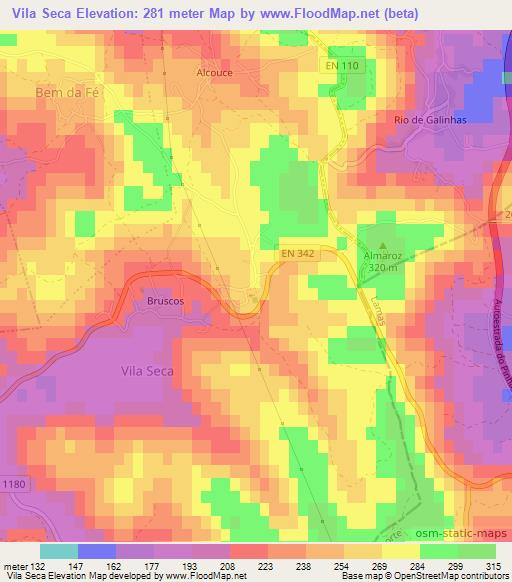 Vila Seca,Portugal Elevation Map