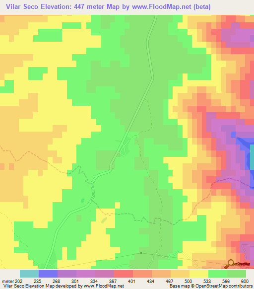 Vilar Seco,Portugal Elevation Map