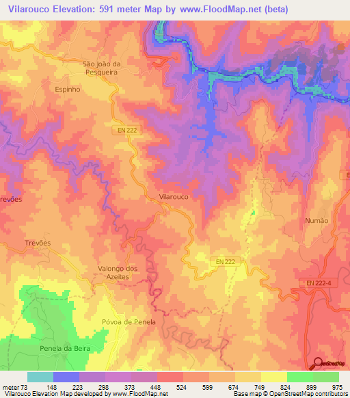 Vilarouco,Portugal Elevation Map