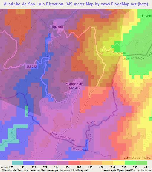 Vilarinho de Sao Luis,Portugal Elevation Map