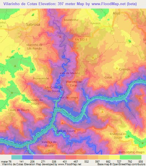 Vilarinho de Cotas,Portugal Elevation Map
