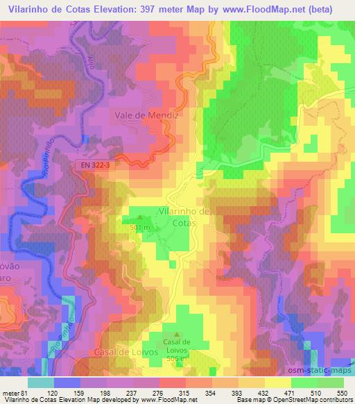 Vilarinho de Cotas,Portugal Elevation Map