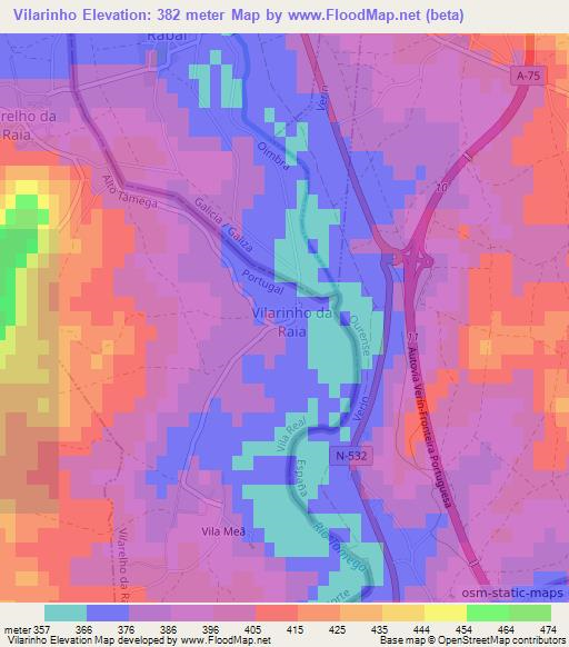 Vilarinho,Portugal Elevation Map