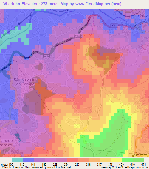 Vilarinho,Portugal Elevation Map