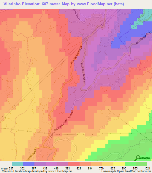 Vilarinho,Portugal Elevation Map