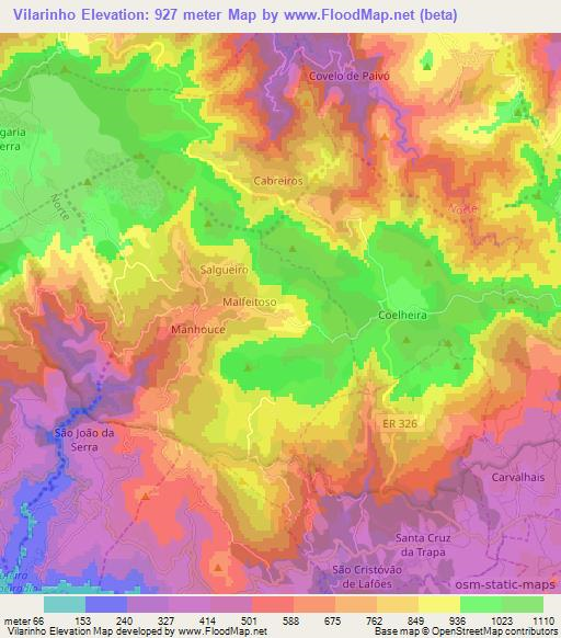 Vilarinho,Portugal Elevation Map