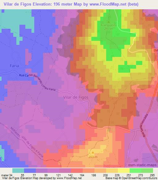 Vilar de Figos,Portugal Elevation Map