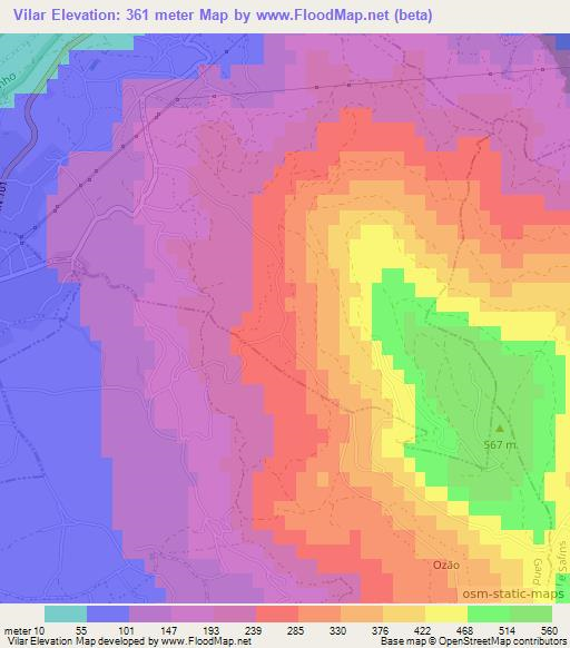 Vilar,Portugal Elevation Map