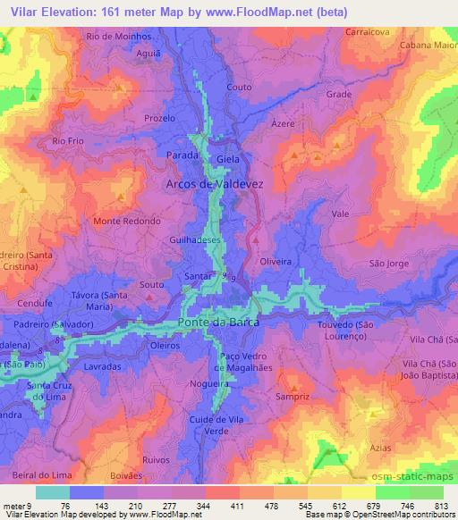 Vilar,Portugal Elevation Map