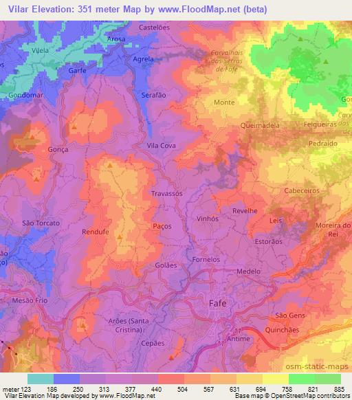 Vilar,Portugal Elevation Map