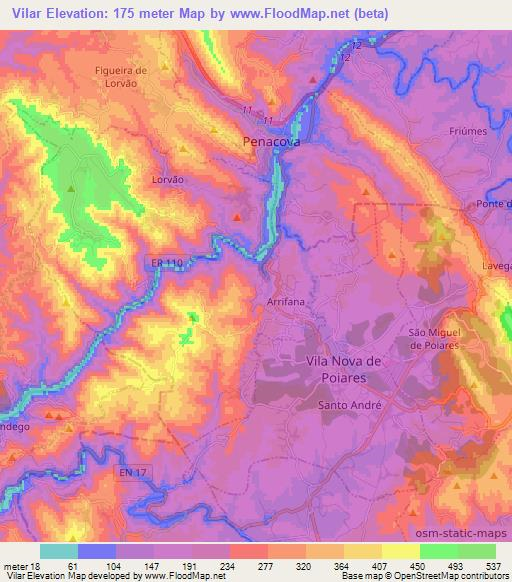Vilar,Portugal Elevation Map