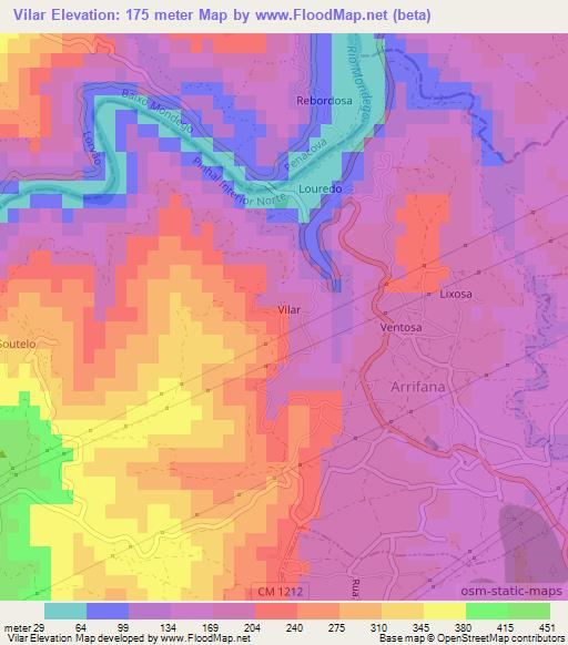 Vilar,Portugal Elevation Map