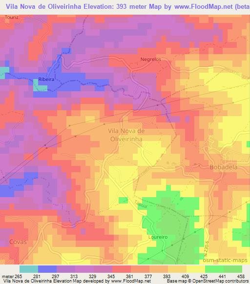Vila Nova de Oliveirinha,Portugal Elevation Map