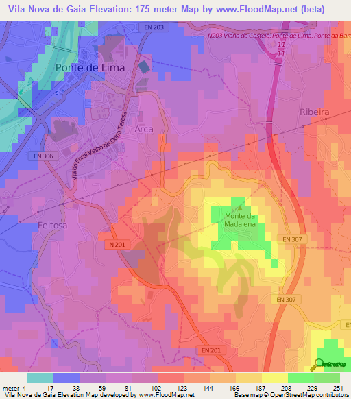 Vila Nova de Gaia,Portugal Elevation Map