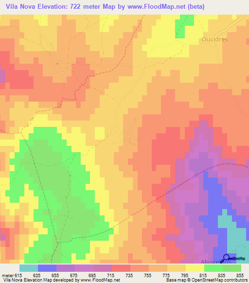 Vila Nova,Portugal Elevation Map
