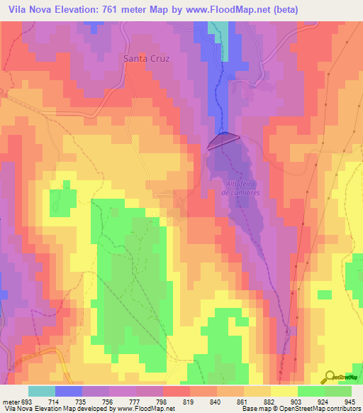Vila Nova,Portugal Elevation Map