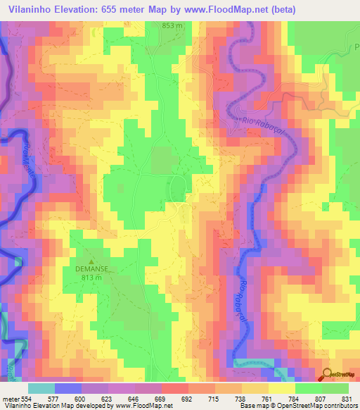 Vilaninho,Portugal Elevation Map