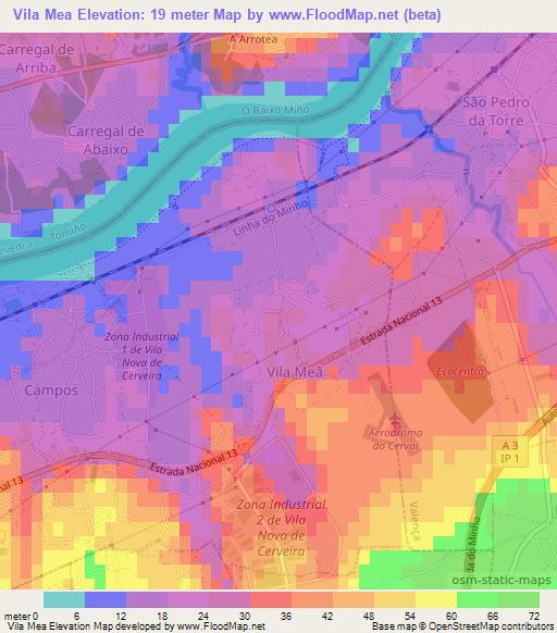 Vila Mea,Portugal Elevation Map