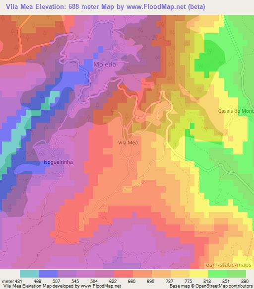 Vila Mea,Portugal Elevation Map