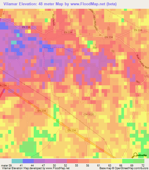 Vilamar,Portugal Elevation Map