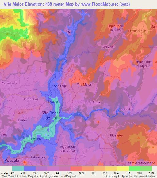 Vila Maior,Portugal Elevation Map
