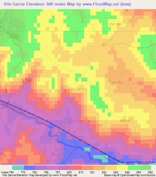 Vila Garcia,Portugal Elevation Map