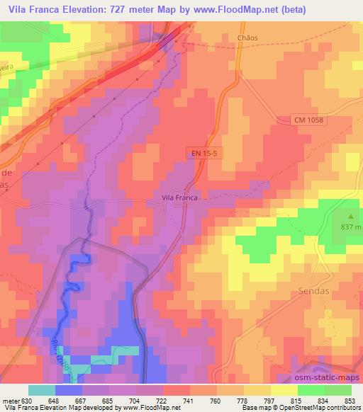 Vila Franca,Portugal Elevation Map